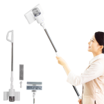 Aspirator Geamuri Wireless 3-in-1 – Curățare Fără Urme, Cap Flexibil 180°, Mâner Telescopic 133 cm, Ideal pentru Geamuri, Oglinzi, Pardoseli si Tavane| ValpaSmart