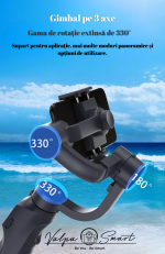 Stabilizator Gimbal 3 Axe Profesional pentru Smartphone – Filmări Fluide, Moduri Cinematografice, Autonomie 10h, Control prin Aplicație | ValpaSmart - imagine 9