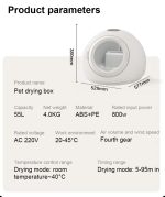 Uscător Inteligent pentru Pisici și Câini Mici, Silențios, cu Ventilație și Ioni Negativi – ValpaSmart - imagine 11