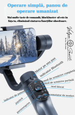Stabilizator Gimbal 3 Axe Profesional pentru Smartphone – Filmări Fluide, Moduri Cinematografice, Autonomie 10h, Control prin Aplicație | ValpaSmart - imagine 2