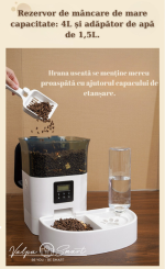 Hranitor și Adăpător Automat pentru Animale – Programabil, Cu Încărcare Duală, 4L (Hrană) + 1.5L (Apă) - imagine 2