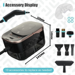 Aparat de Curățat cu Aburi , 1500W, Rezervor 1250ml, Presiune 4 Bar, Abur 105°C, Capete pentru Haine, Textile și Grăsimi - imagine 11