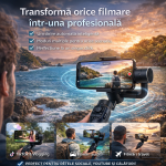 Stabilizator Gimbal 3 Axe Profesional pentru Smartphone – Filmări Fluide, Moduri Cinematografice, Autonomie 10h, Control prin Aplicație | ValpaSmart - imagine 4