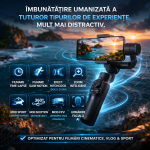 Stabilizator Gimbal 3 Axe Profesional pentru Smartphone – Filmări Fluide, Moduri Cinematografice, Autonomie 10h, Control prin Aplicație | ValpaSmart - imagine 3