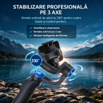 Stabilizator Gimbal 3 Axe Profesional pentru Smartphone – Filmări Fluide, Moduri Cinematografice, Autonomie 10h, Control prin Aplicație | ValpaSmart - imagine 7