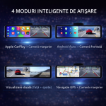 Camera Auto ValpaSmart Tip Oglinda 4K UHD + 1080P, Ecran IPS Touch 11.26”, Wireless CarPlay & Android Auto, WiFi, Dual Camera Fata/Spate, Senzor Sony IMX415, Night Vision WDR, Unghi 170°, Senzor G, Asistenta Parcare, FM Transmitter - imagine 7